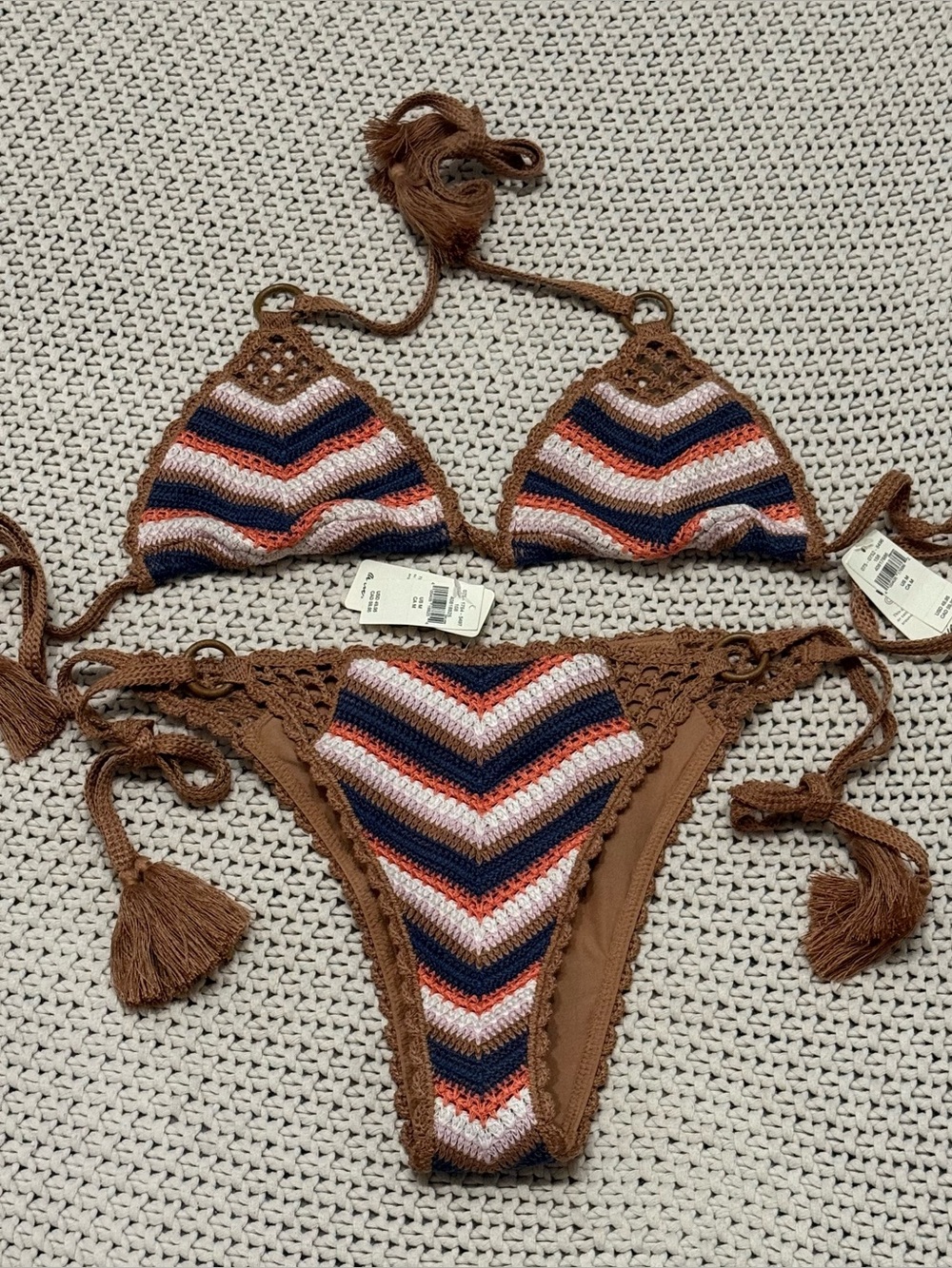 NWT Aerie Chevron Crochet Bikini Set - Size Medium